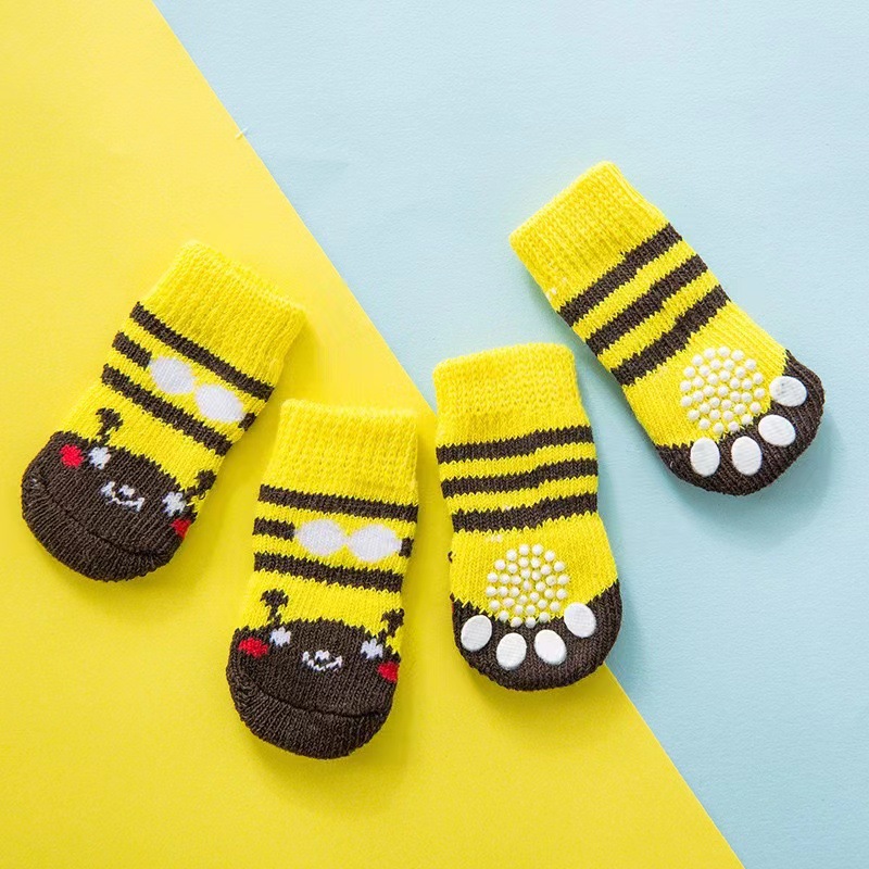 Nuevos calcetines para mascotas cubierta antideslizante protección de la pierna cuatro estaciones universal anti-sucio perro zapato cubierta pequeño perro gato calcetines de algodón image 8