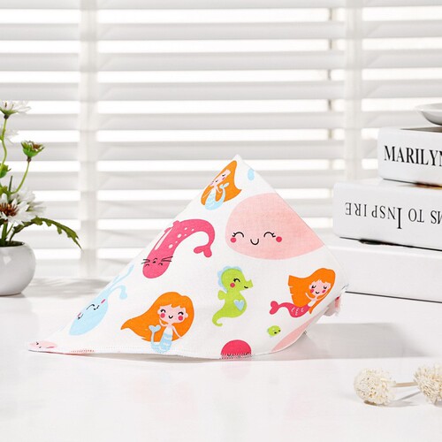 2024 New Knitted Cotton Infant Cartoon Triangular Bandana Baby Snap Double-sided Saliva Triangular Bandana Children's Triangular Bandana