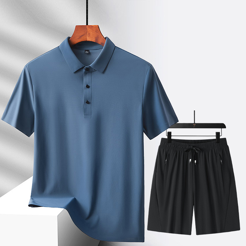 Nuevo traje de ocio deportivo, traje de ocio de hielo multicolor opcional, pantalones cortos de polo, un juego de color sólido para hombres y mujeres