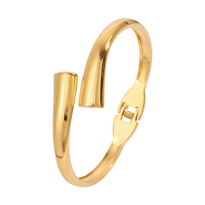 Pulsera de acero de titanio para mujer, sentido de alta gama, pulsera retro europea y americana que no se desvanece, oro de arena, apertura, circón, joyería de pulsera de acero inoxidable image 29
