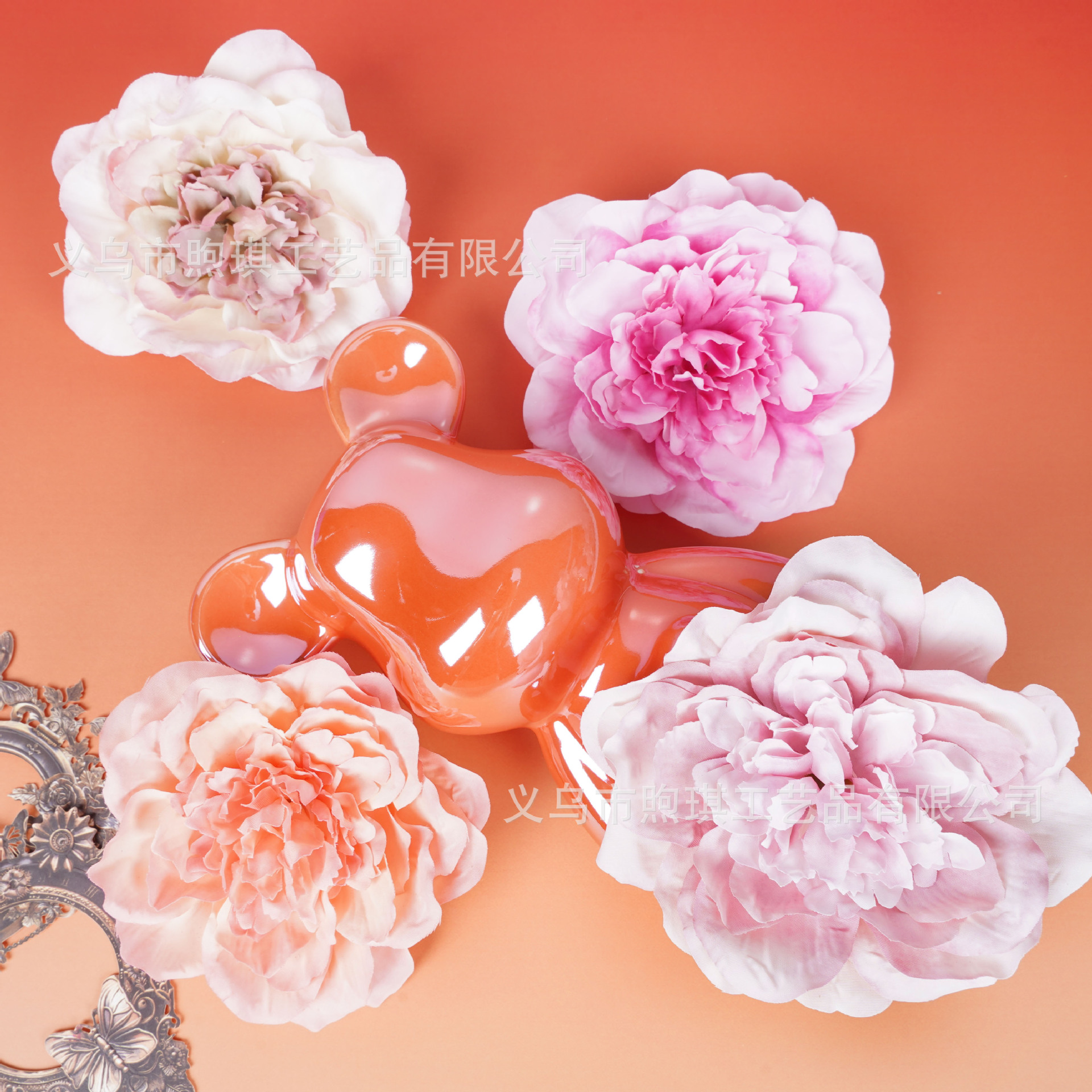 DIY 모자 꽃 유럽 시뮬레이션 큰 모란 동백 꽃 머리 의류 장식 웨딩 세트 공장 도매