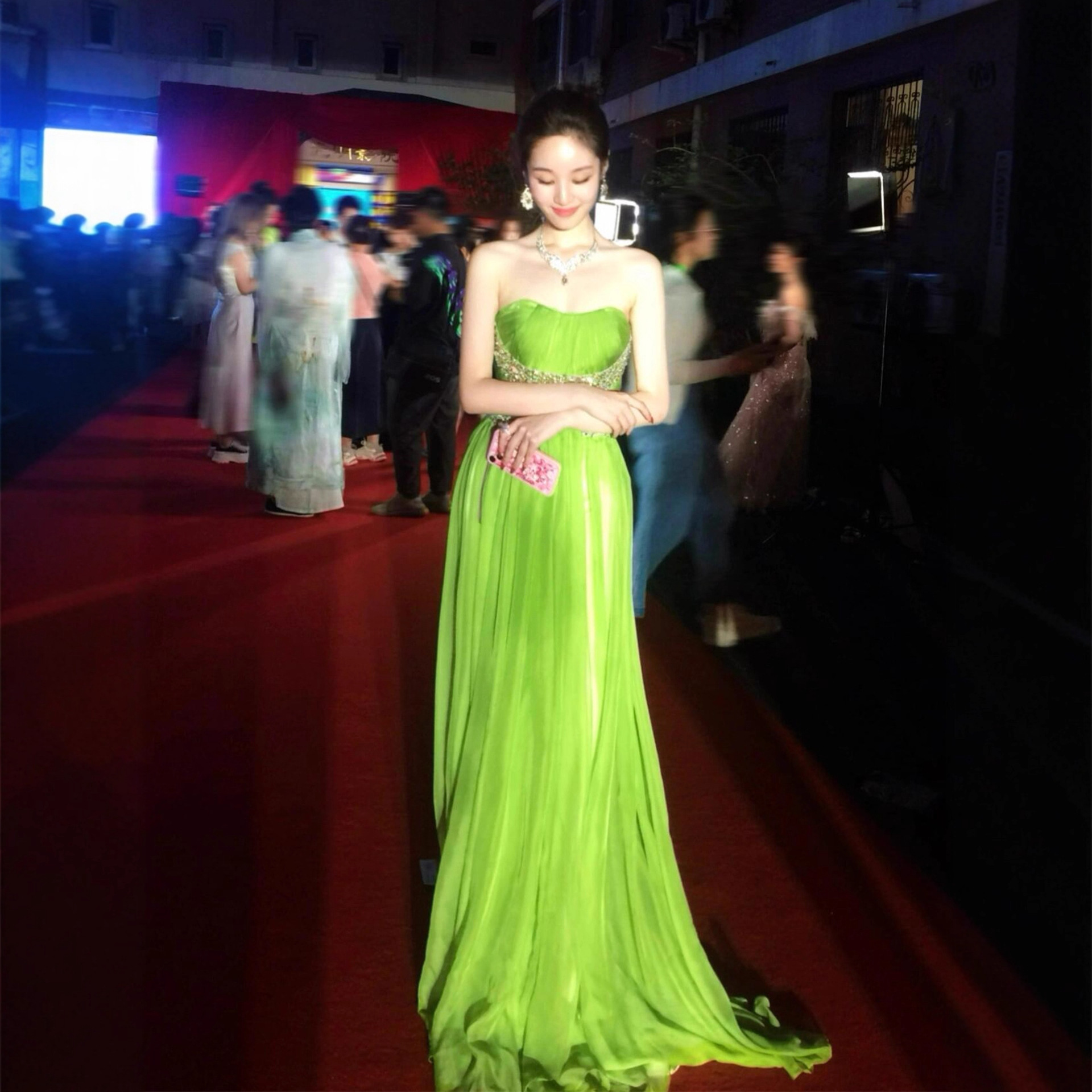 Green Forest Style Light Luxury Strapless Evening Dress French Dress Birthday Party Celebration Dress Student Art Exam Dress