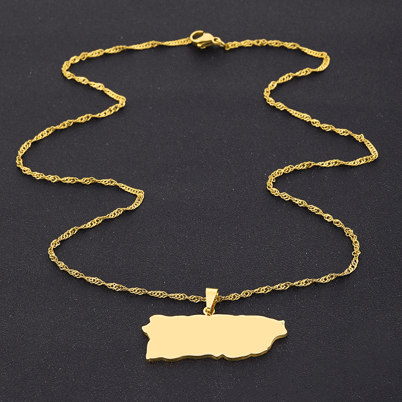 Wholesale Jewelry Vintage Style Classic Style Geometric Map 201 Stainless Steel Plating Pendant Necklace display picture 3