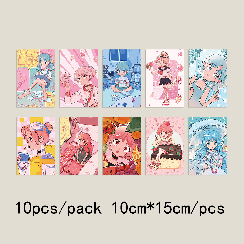 Colección de cientos de tarjetas de postal, estilo ins, estilo anime japonés, estilo retro, arte festivo, suministros culturales y creativos