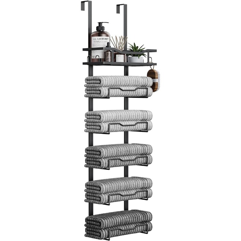 Amazon 6-Layer Towel Rack Bathroom Door Hanging Rack Iron Towel Storage Rack Hook-Type Door Storage Rack