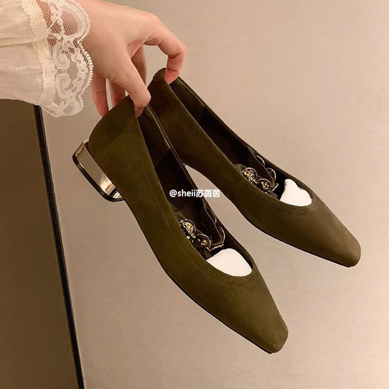 La misma chica Jiangnan de Su Yinyin ~ Otoño cabeza cuadrada pequeña moneda de oro fondo plano Mary Jane zapatos individuales mujer zapatos Duobao viaje