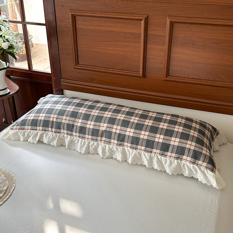Algodón de doble hilo doble larga funda de almohada de 1.5m todo el algodón funda de almohada estilo coreano pareja alargada funda de almohada interior image 3