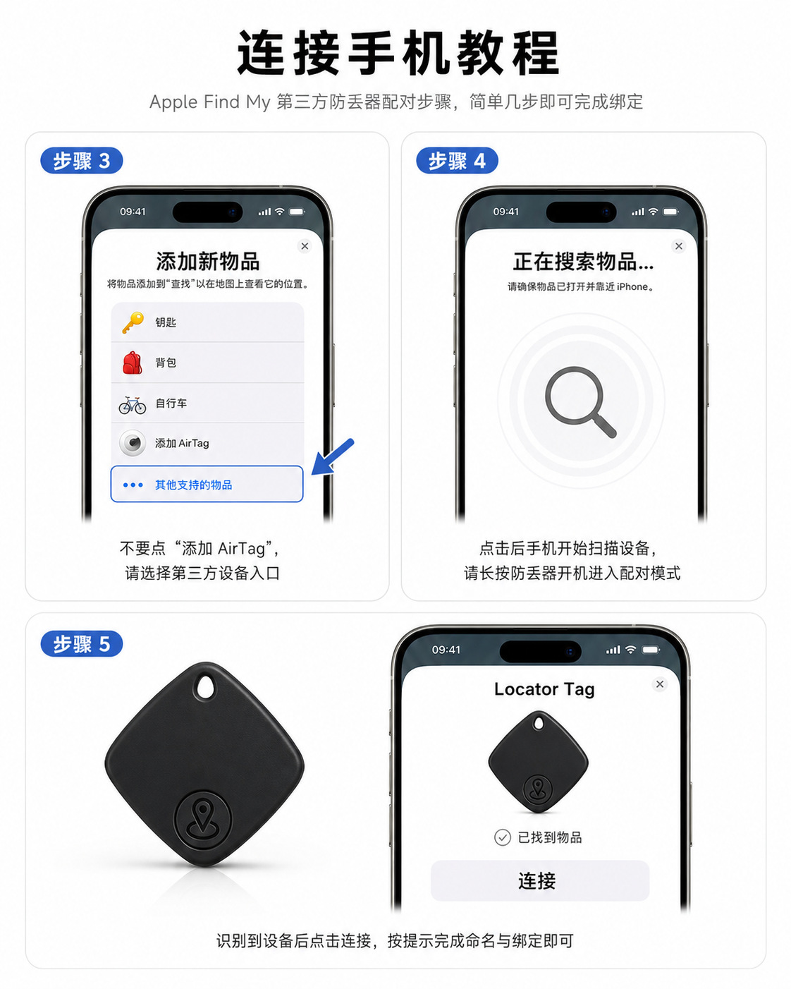 Grenzüberschreitender iOS Anti-Verlust-Tracker FindMy Anti-Verlust-Gerät Schlüsselfinder Geldbörsen-Locator Fernverfolgungsgerät Großhandel