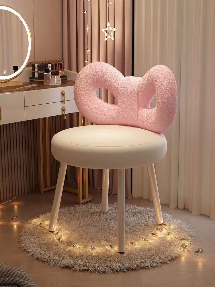 轻奢化妆梳妆网红奶油梳妆台家用靠背简约卧室椅子女生凳子美甲