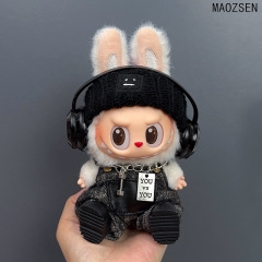 新款17cm布布娃衣潮流小特务背带裤一二三代玩偶娃娃换装发带耳机