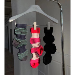 Japanese niche streetwear designer striped lantern pork intestine socks for Xiaohongshu influencers, unisex mid-calf pure cotton socks