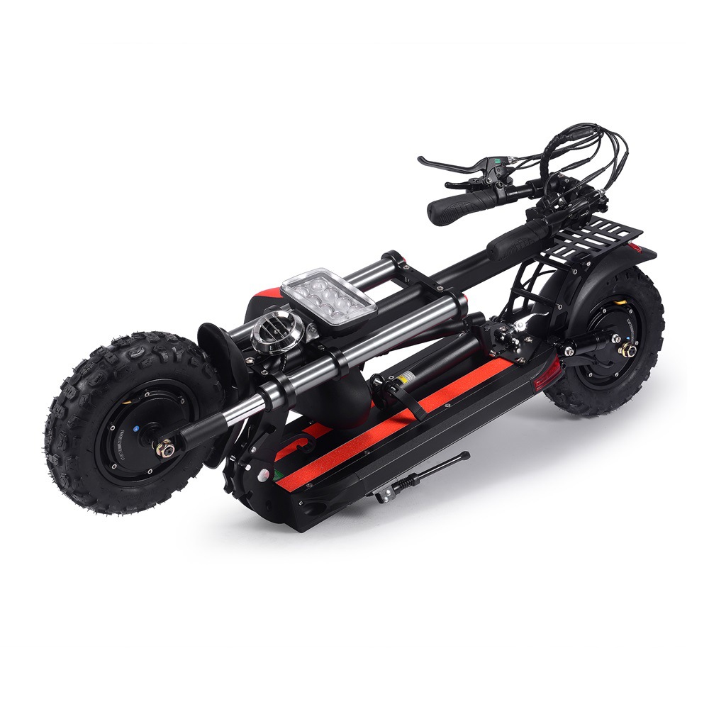 11 pulgadas doble barra gran amortiguador doble luz de reflector off-road neumático ancho scooter eléctrico de doble conducción vehículo eléctrico plegable adulto