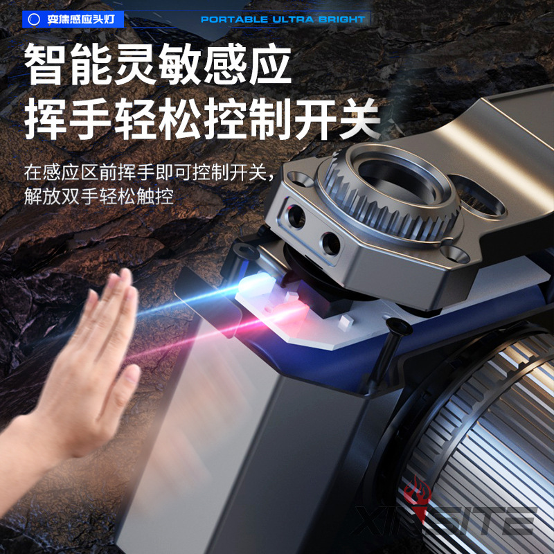Transfronterizos al aire libre inducción alta cabeza calva larga duración USB carga especial cabeza de pesca nocturna led