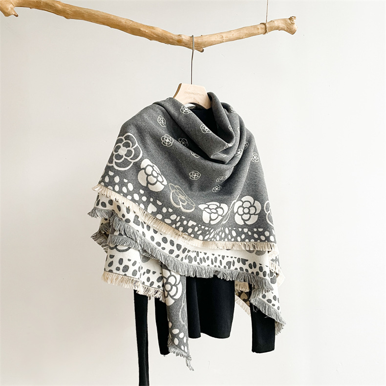 Sciarpa calda in cashmere versatile, sciarpa di camelia da donna, sciarpa di alta qualità, sciarpa autunnale e invernale_voghion.com