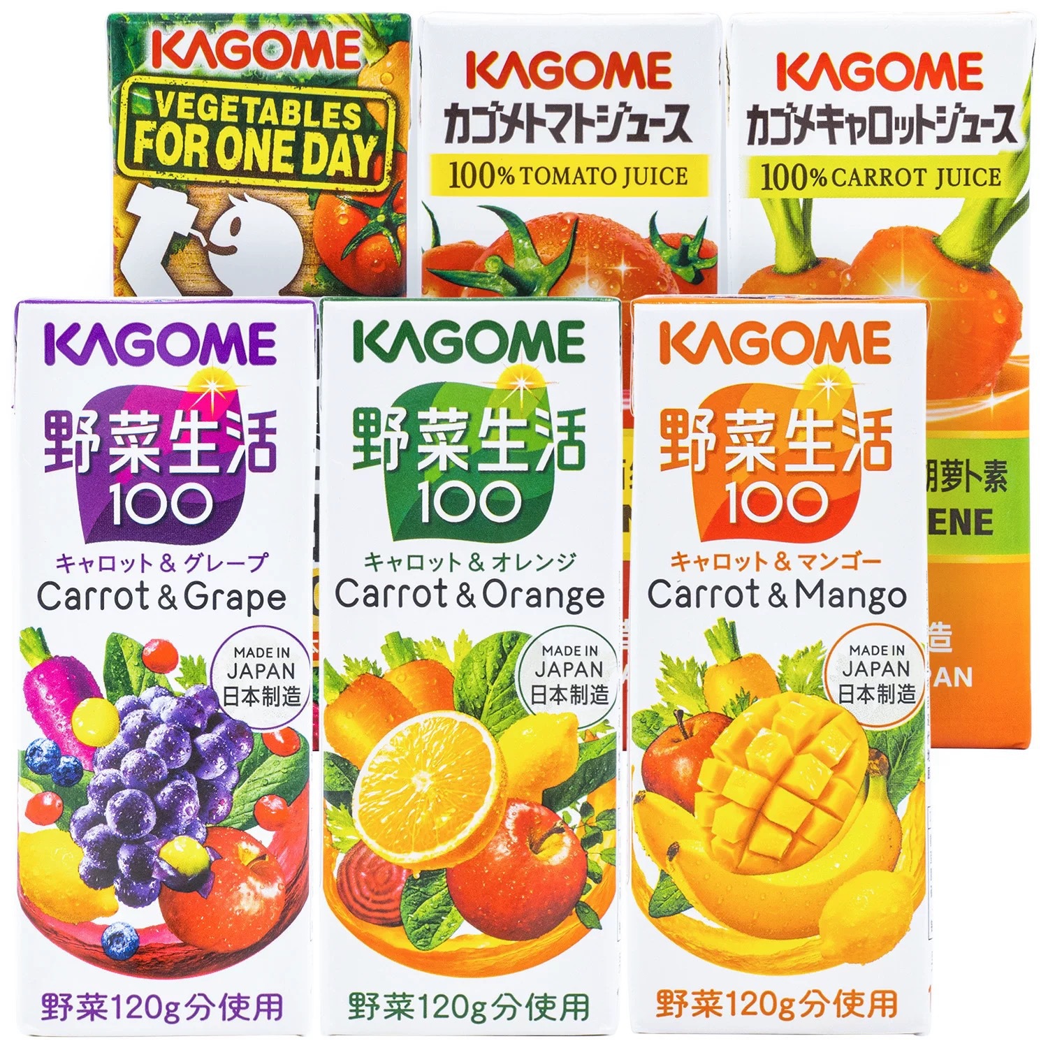日本进口Kagome可果美野菜生活番茄葡萄橙子蔬菜蔬果汁饮料200ml
