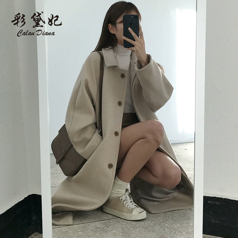 Качественное шерстяное пальто женское с отложным воротником в европейском и американском стиле, коллекция Весна-Лето 2025, для Amazon, eBay, AliExpress, Wish