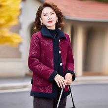 中老年女装冬装加绒翻领棉衣洋气大码外套妈妈秋冬休闲保暖棉袄女