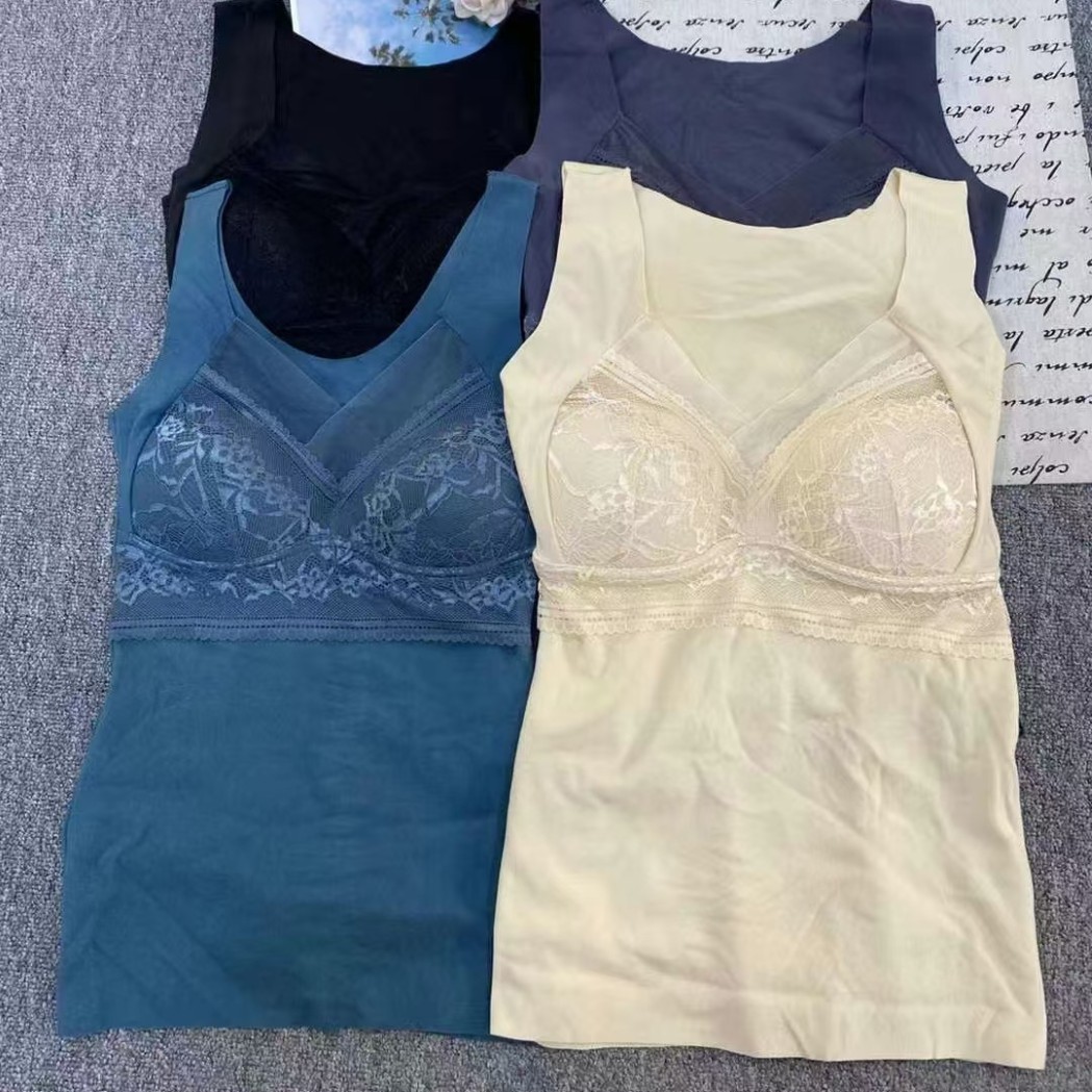 Nuevo chaleco de terciopelo de terciopelo cálido confortable, cálido, no hinchado con cojín de pecho sin marcas, chaqueta interior