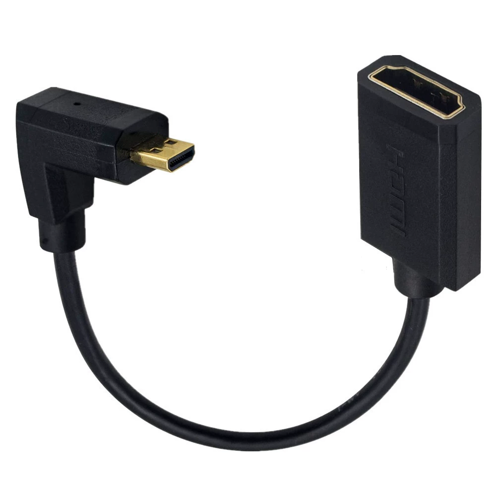 Micro HDMI на HDMI (гнездо) 4K60Hz, 90° угловой кабель OD3.2 для микрокамеры/планшета к телевизору