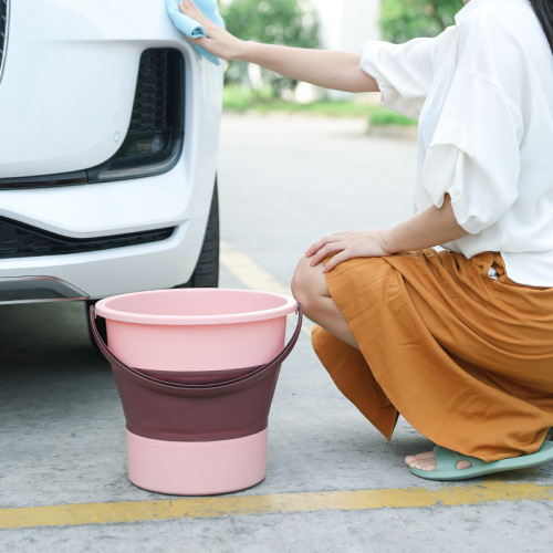Collapsible water bucket outdoor fishing bucket size large car travel car wash bucket household portable thick plastic handle