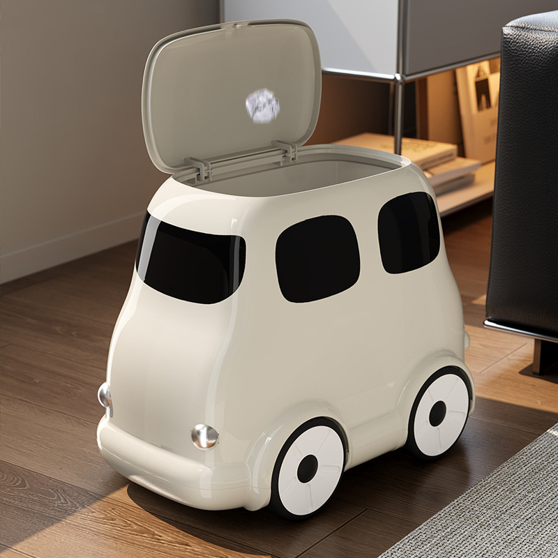 Baby Bus Trash Can 2026 New Model Large Capacity Storage No-Bending Trash Can with Wheels for Garbage Sorting Baby Bus Trash Can 2026 New Model Large Capacity Storage No-Bending Trash Can with Wheels for Garbage Sorting