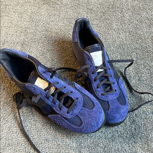 Cowhide Blue German Training Shoes Women's 2025 New Retro Color-matching Casual sneaker Soft Bottom Fool Forrest Gump Shoes
