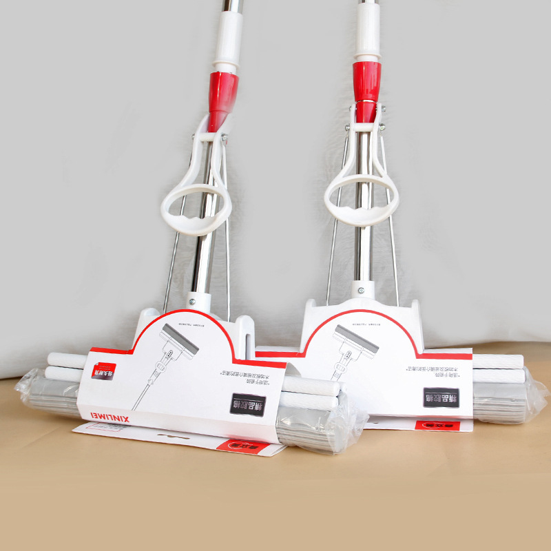 Factory Direct Sales 38cm Collodion Mop Stainless Steel Mop Roller Handle Hand-washable Sponge Mop Double Row Absorbent Floor Mop