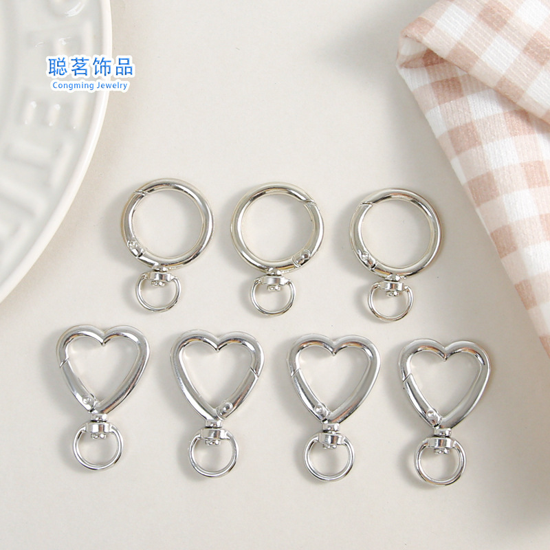 Simple Joker White K Color Love Round Shaped Zinc Alloy Spring Buckle Diy Keychain Connection Ring Accessories Wholesale Simple Joker White K Color Love Round Shaped Zinc Alloy Spring Buckle Diy Keychain Connection Ring Accessories Wholesale