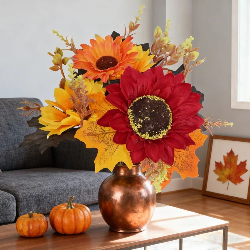 Simulated Sunflower Bouquet, Sunflower Fake Flower Set, Multi-Head Photo Picnic Bouquet, Home Store Decoration Flower