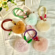 獭兔毛爱心手机挂绳毛绒桃心挂饰包包汽车钥匙扣女生创意书包挂件
