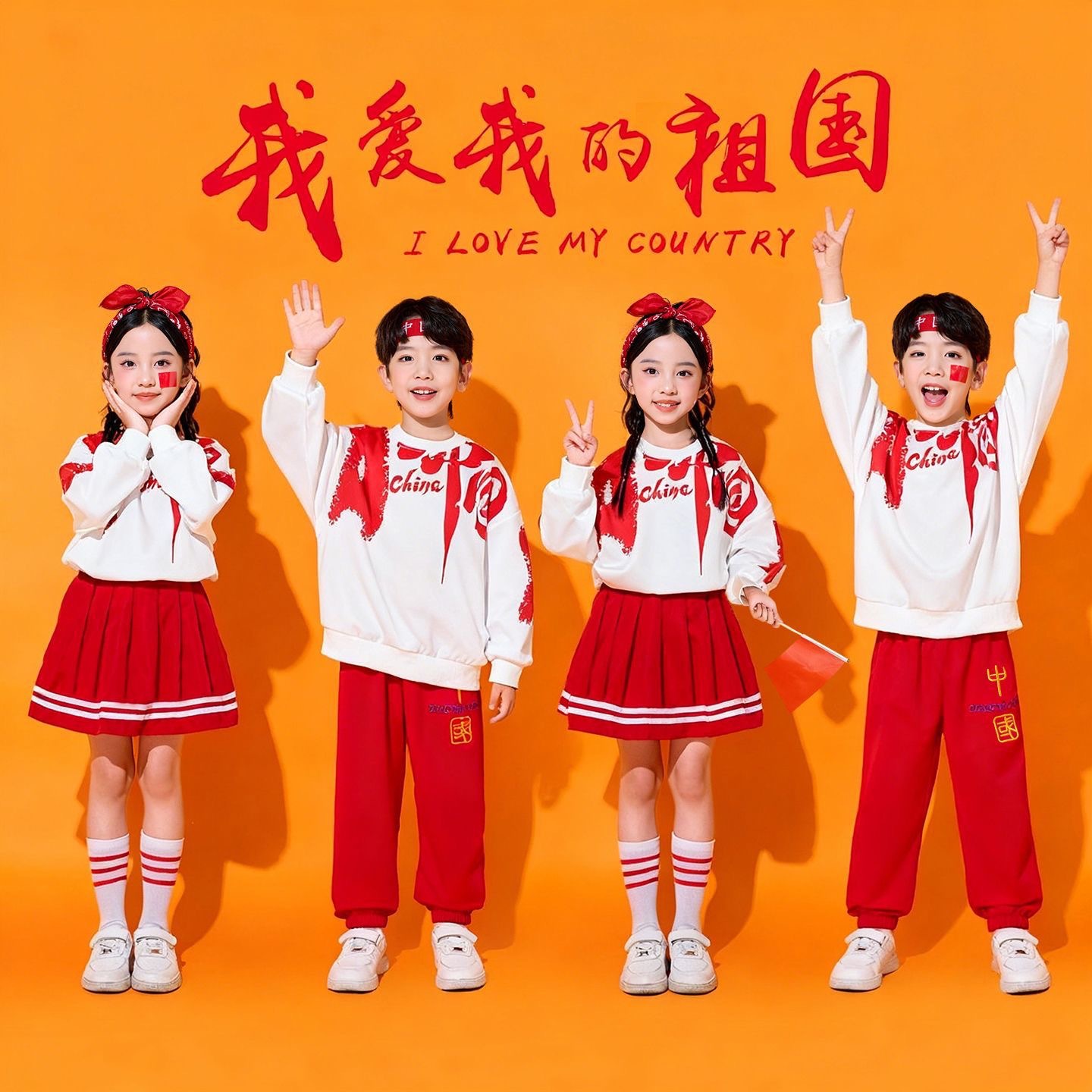 Children's Cheerleading Performance Uniforms, Primary School Students' Sports Games Uniforms, Group Gymnastics Chorus Uniforms, New Year's Day Hip-Hop Performance Costumes
