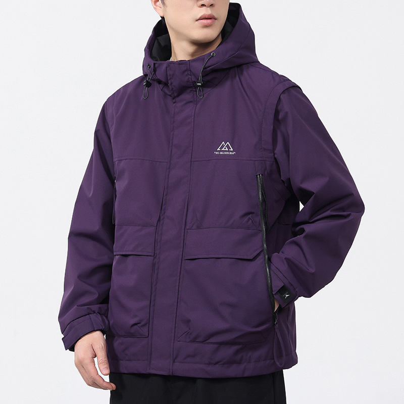 Two-In-One Three-Proof Jacket Men's Spring & Fall New Outdoor Mountaineering Workwear Jacket Top Men's Hooded Jacket Two-In-One Three-Proof Jacket Men's Spring & Fall New Outdoor Mountaineering Workwear Jacket Top Men's Hooded Jacket