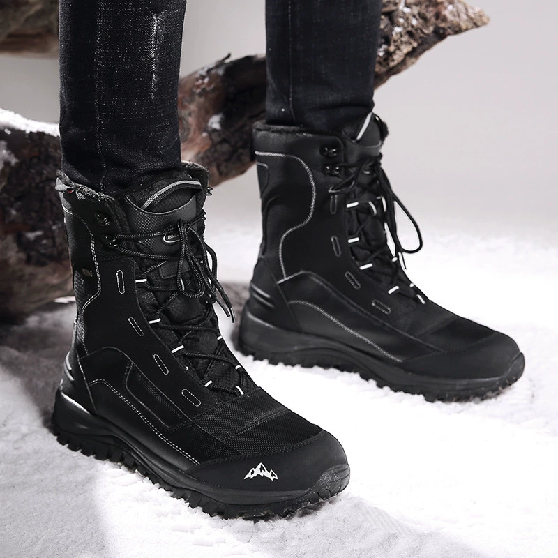 Минус 40 градусов холодная обувь Северо-восточный открытый снег сапоги теплый и бархат зимой супер толстая водонепроницаемая нескользящая мужская хлопчатобумажная обувь