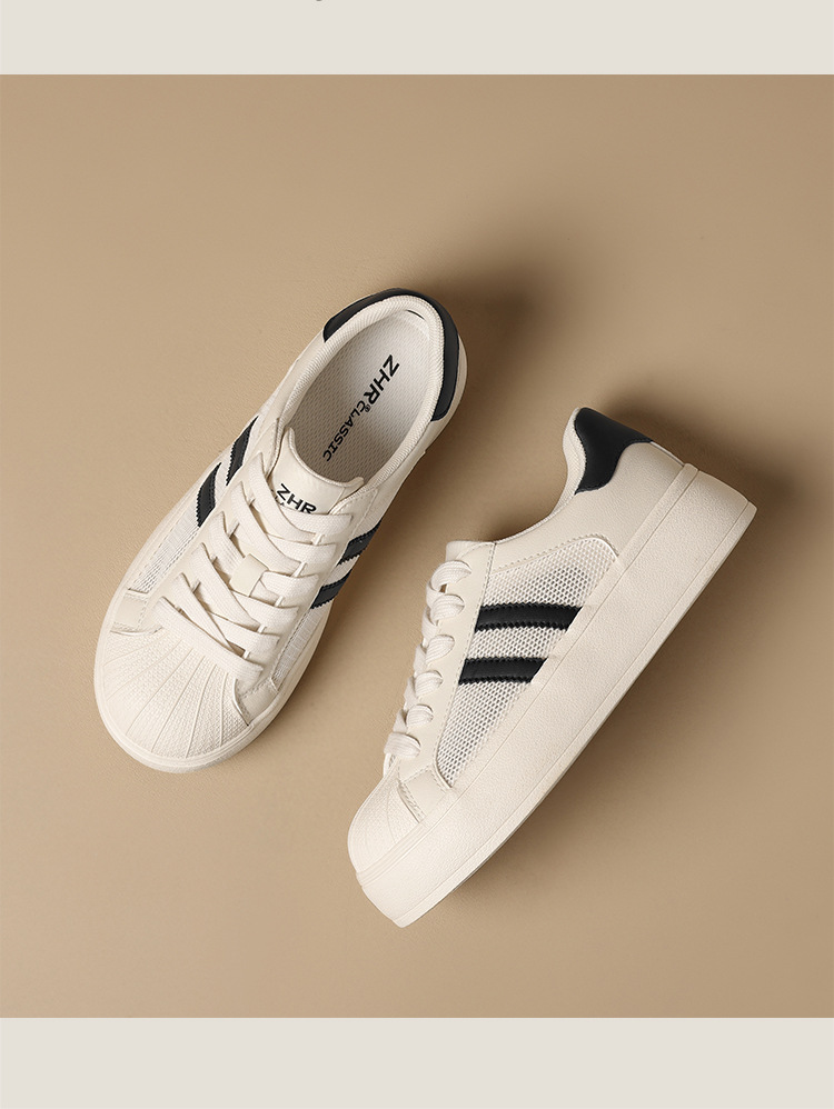 Giày sneaker nữ đế dày mũi vỏ sò, mặt lưới thoáng khí phong cách thể thao — KS120E màu đen chi tiết 13