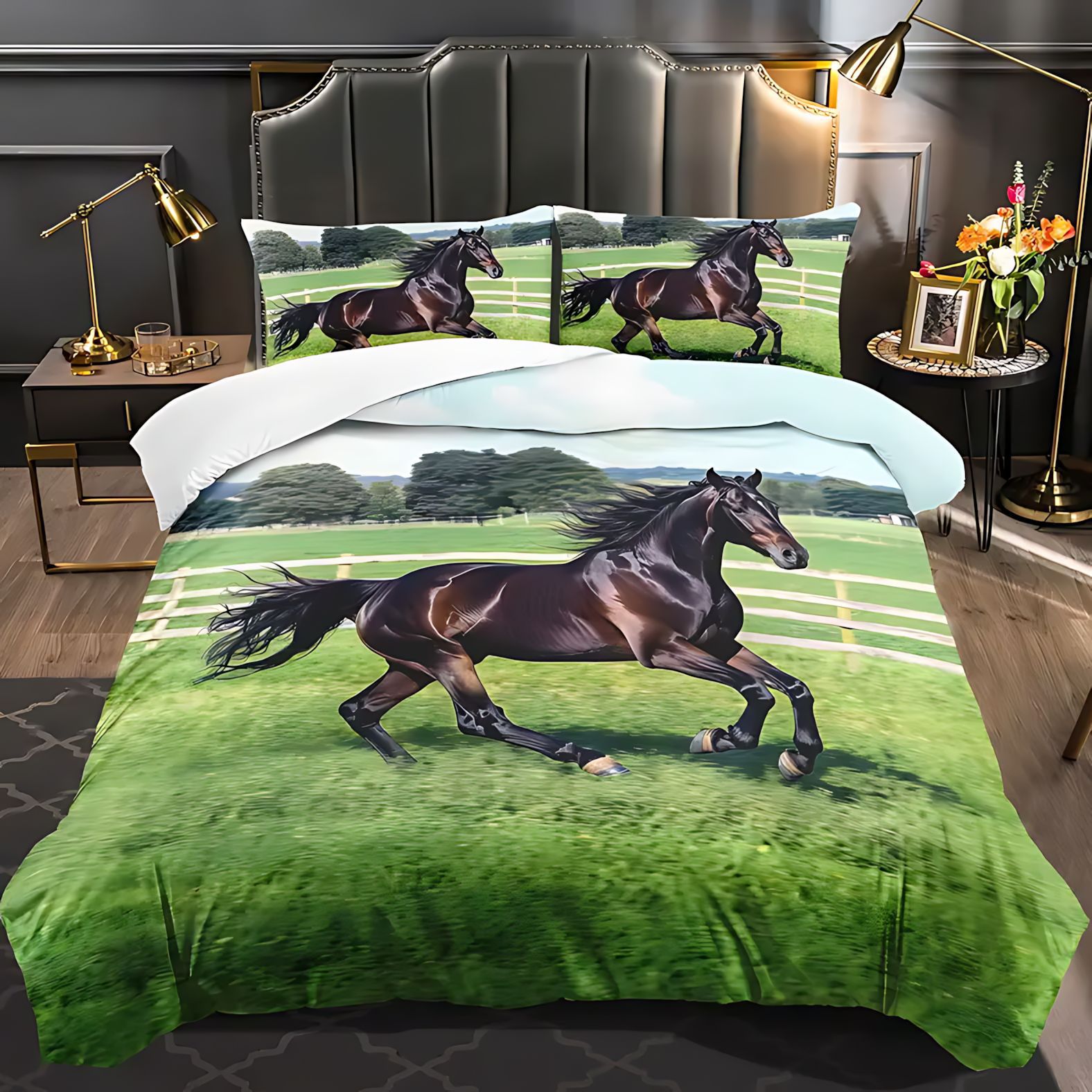 TUME / JIT Transfronterizo Wildlife Caballo Impresión Digital HD Abrido colcha de cama