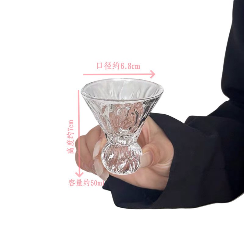 小众ins复古小酒杯宝石纹高足玻璃杯主人杯一口杯功夫茶杯品茗杯|undefined