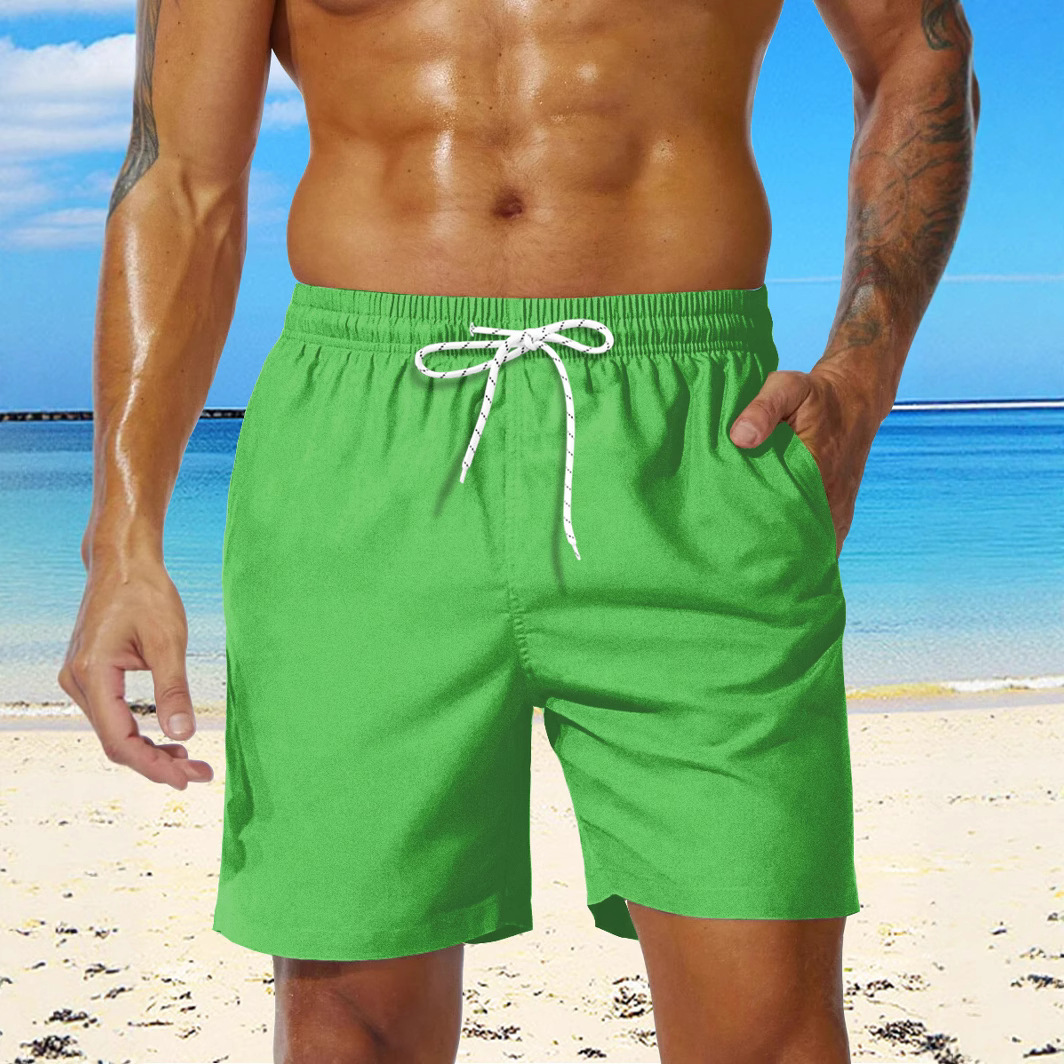 Summer Men's Casual Sports Shorts New 2025 Beach Pants Men's Solid Color European and American Cross-border Swimming