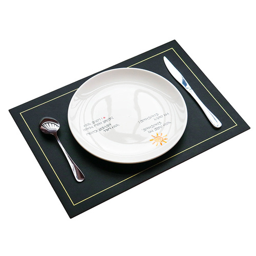 Cross-border PVC leather dinner mat double color gold edge square Nordic style hotel Western dinner mat heat insulation mat table mat