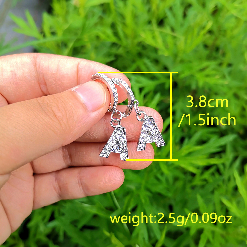 Wholesale Jewelry Letter Inlaid Diamond Pendant Earrings Nihaojewelry display picture 1