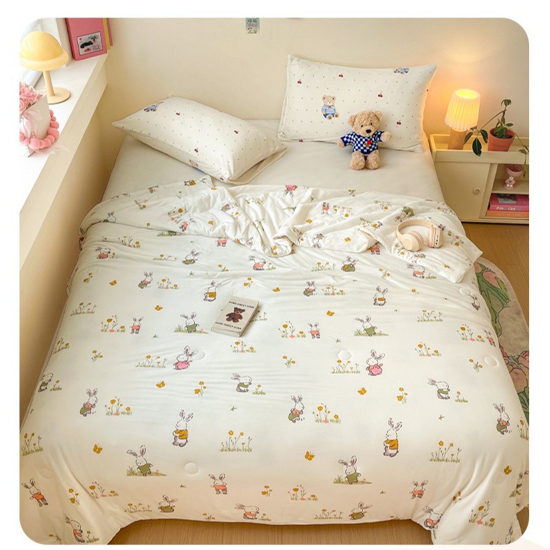 Edredón fresco de verano de algodón de punto individual y doble 2025 nuevo edredón de aire acondicionado de verano lavable a máquina para niños edredón fino