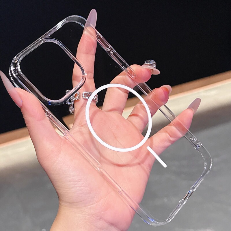 Suitable for Iphone17 Thin Circle Magnetic Transparent Mobile Phone Case Apple 16Promax Large Hole Simple Pc Protective Cover 15