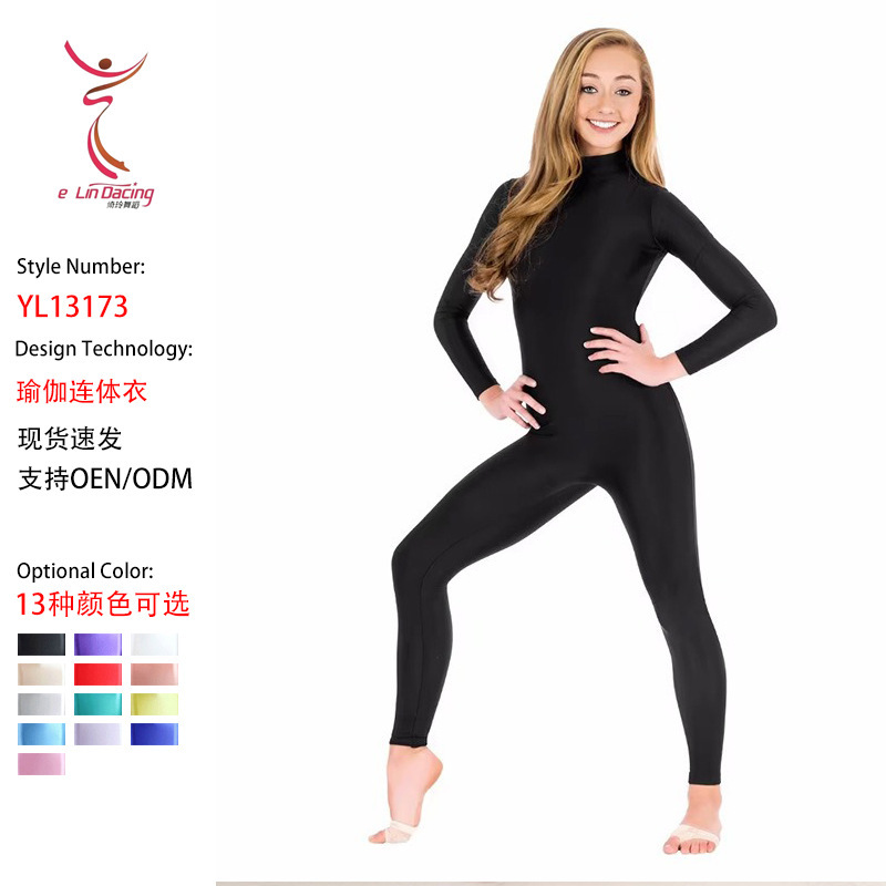 Nylon Tight-Fitting Jumpsuit for Gymnastics Training, Yoga, Adult Practice, Performance Wear, Dancewear, Body Shaping, Long-Sleeved, Slim Fit