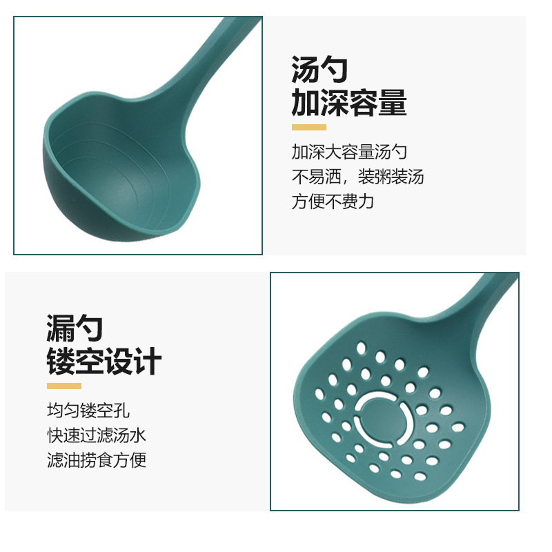 Utensilios de cocina de nailon de una pieza, juego de 6 piezas, suplemento alimenticio para bebés, cocina resistente a altas temperaturas, cuchara, espátula, juego de garras en polvo