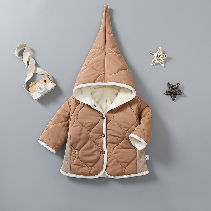 Otoño e Invierno lana forrado bebé moda Outwear ropa de los niños y niñas bebé casual todo partido con capucha chaqueta acolchada de algodón acolchado