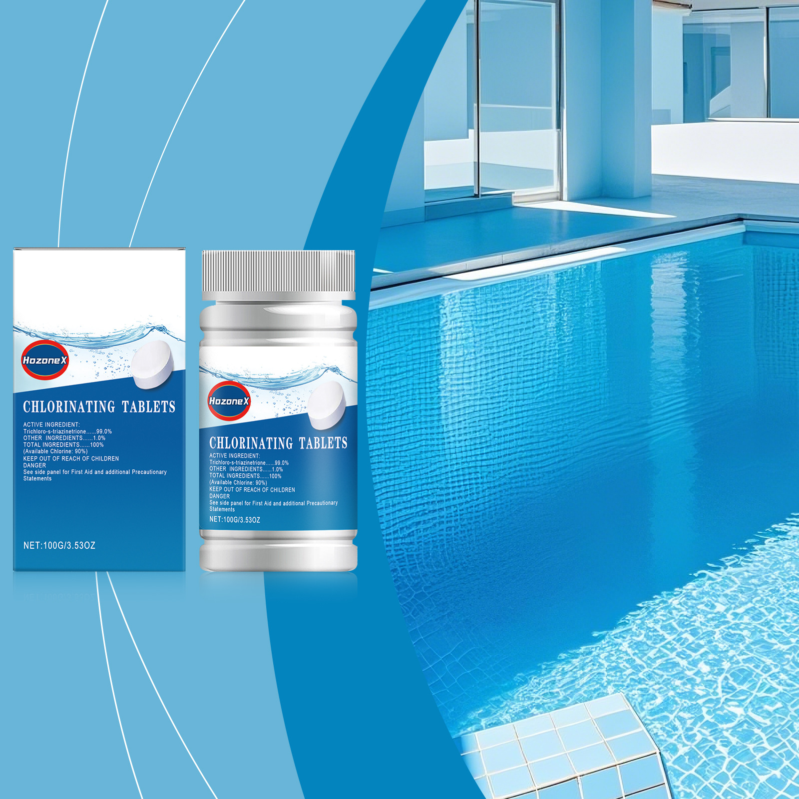 Hozonex Effervescent Tablets for Swimming Pool Cleaning and Maintenance, Keeping the Water Fresh and Providing a Pleasant Swimming Experience, Multifunctional Effervescent Tablets