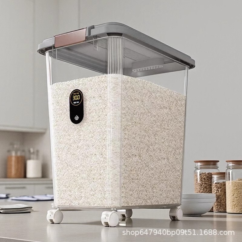 30 Catties 60 Catties Rice Bucket Household Insect-Proof and Moisture-Proof Sealed Food-Grade Grain Rice Cylinder Noodle Bucket Flour Rice Grain Storage Bucket