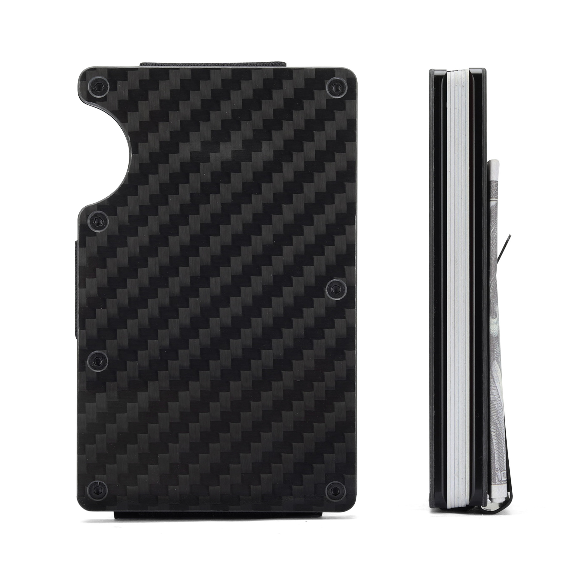 Cartera de fibra de carbono Tarjeta de blindaje RFID simple Cartera de billetera de metal para hombres Anti-desmagnetización Anti-robo Tarjeta de crédito para hombres