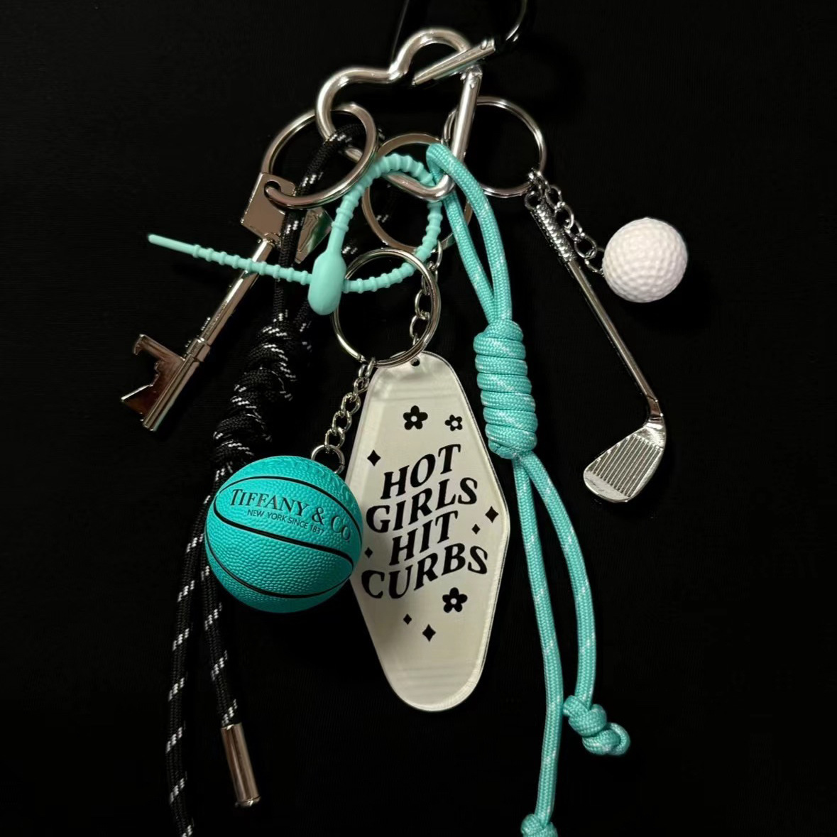 Tf basketball golf t blue and black rope m style pendant