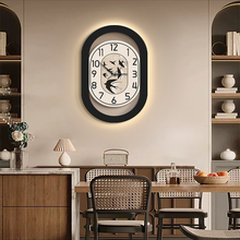 挂画餐厅壁灯钟表挂钟高级装饰画风南洋感创意时钟画法式复古客厅