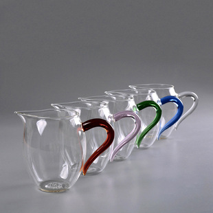 Spot color handle Penguin fair Cup home office kung fu tea set tea distribution Cup transparent glass tea Sea